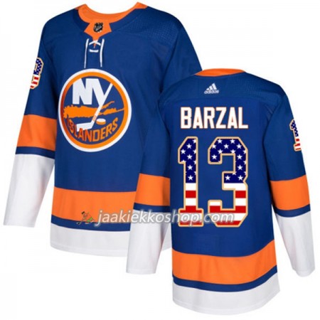 Miehille NHL New York Islanders Pelipaita Mathew Barzal 13 Adidas 2017-2018 Sininen USA Flag Fashion Authentic